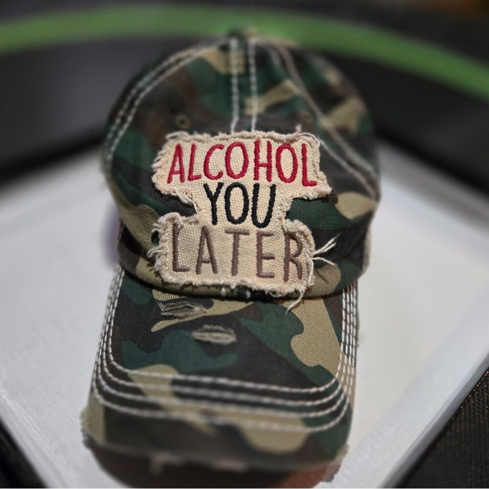 Camouflage Baseball Cap with Patch Alcohol You Later